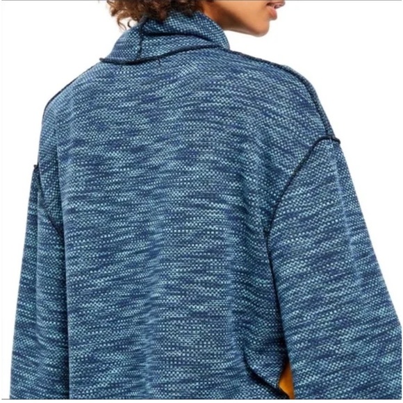 Free People Sunny Days Turtleneck Sweater Blue Overboard Combo XS Retail $98 - Picture 5 of 6